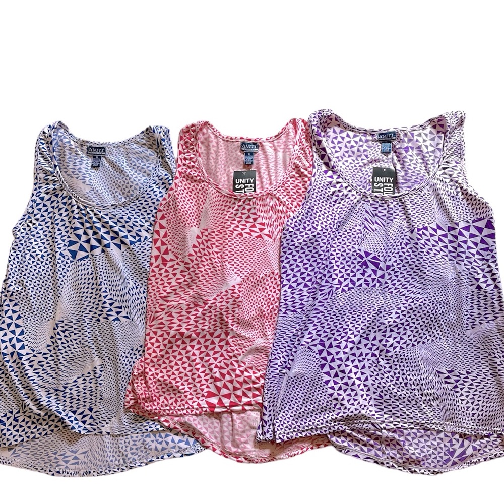 Lot Of 3 Tank Tops, Blue Red & Purple, Plus Size 1X